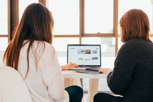 power
theme customers laughing in
office